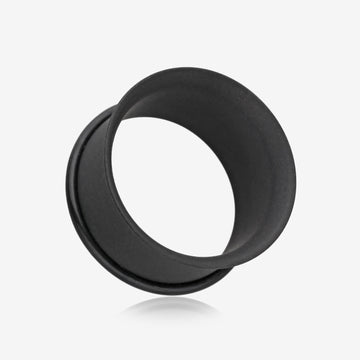 A Pair of Matte Black Steel Single Flared Ear Gauge Tunnel Plug-Black